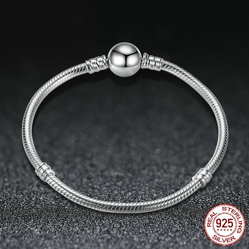 Sparkling Heart Sterling Silver Bracelet - Clear Zircons