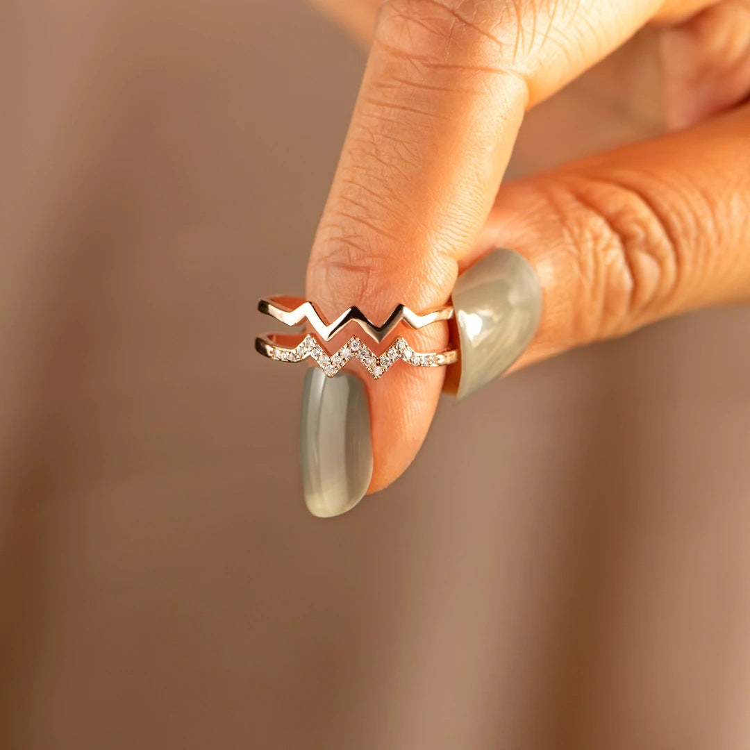 Highs and Lows Adjustable Double-layer Ring Sterling Silver - Anthology Creations