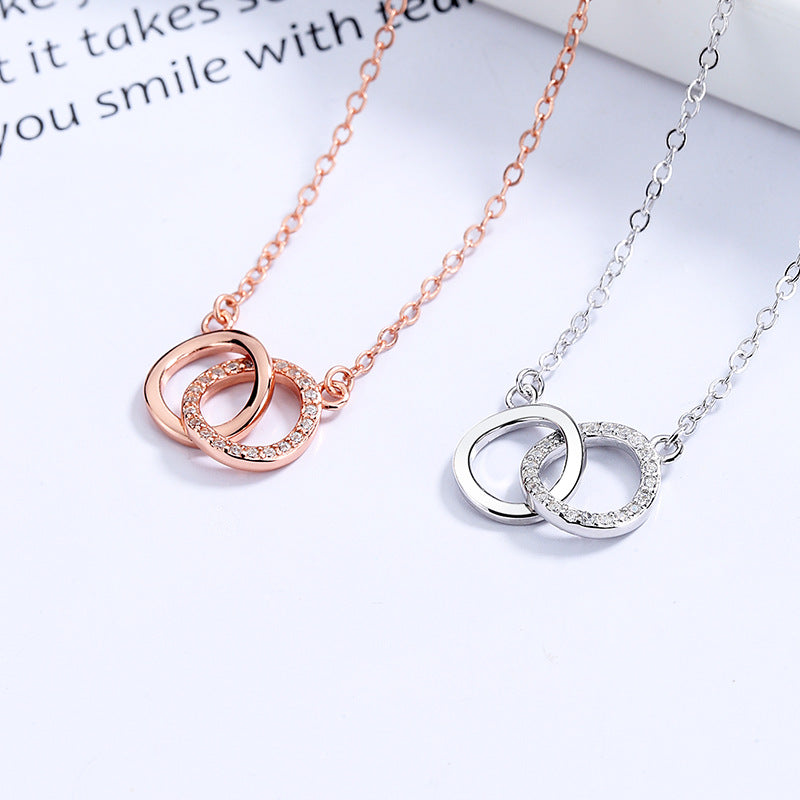 Amazon.com: 14k Real Gold Interlocking Circles Necklace for Women | Double  Rings Necklaces in 14k Gold | Intertwined Circles Pendant Necklaces |  Delicate Round Jewelry | Gifts for Anniversary, 18