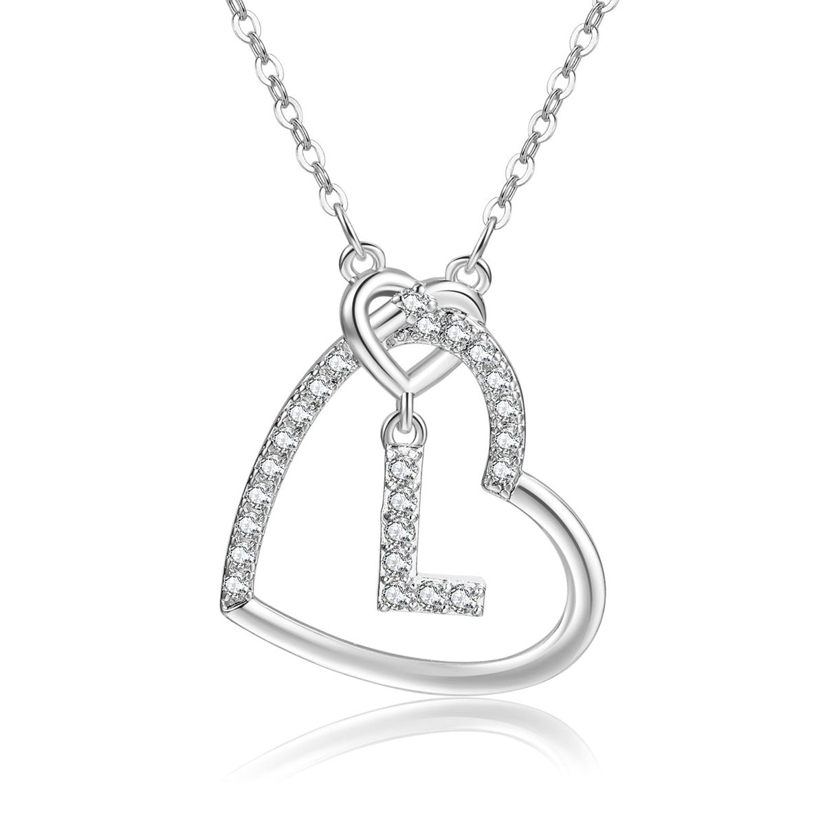 Personalized Initial Heart Necklace Inlaid with Dazzling Zircons - Anthology Creations