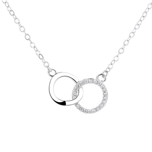 Double Interlocking Circles Necklace in Sterling Silver - Anthology Creations