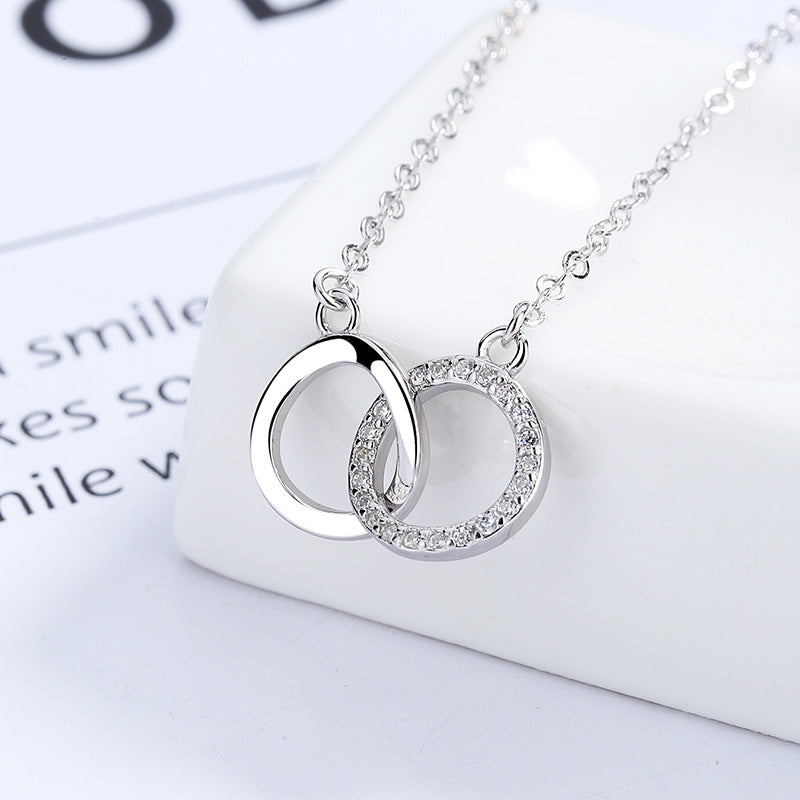 Double Interlocking Circles Necklace in Sterling Silver - Anthology Creations